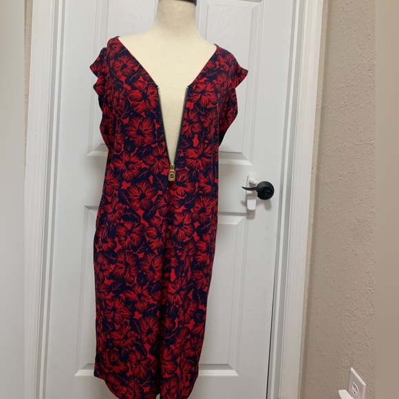 Michael Kors, red and blue Hawaiian flower dress - Picture 3 of 12